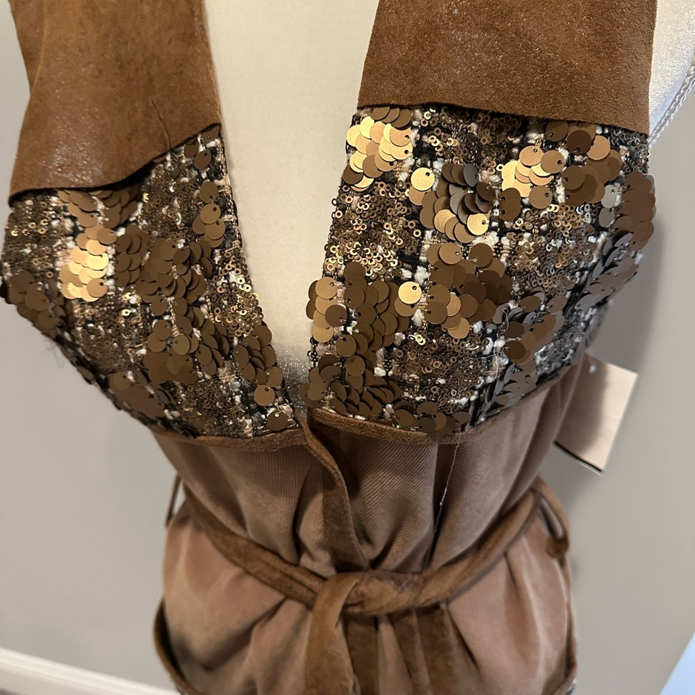 Save The Queen Camel and Sequin Tie Vest - Picture 3 of 10